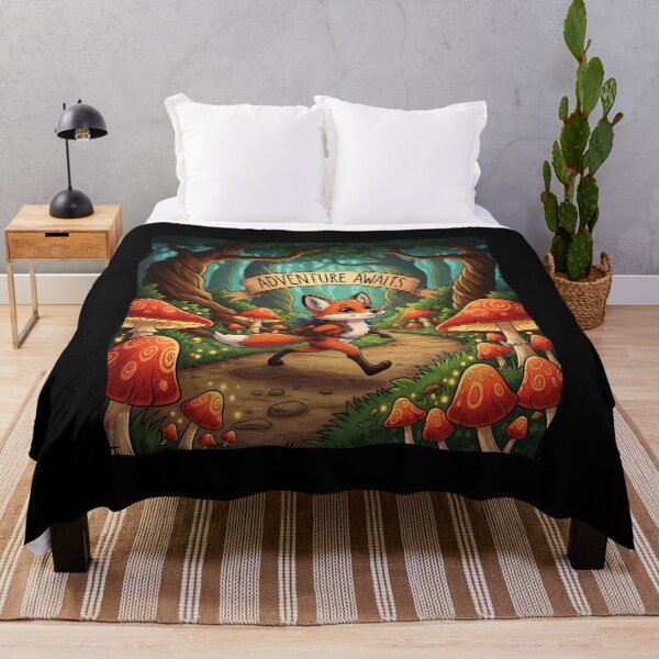 Item preview, Adventure Awaits - Whimsical Fox in Mushroom Forest designed and sold by adolfobusmente.