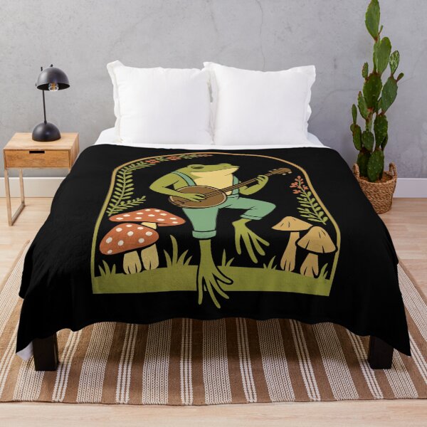 Item preview, Cottagecore Aesthetic Frog Playing Banjo on Mushroom designed and sold by Blok45.