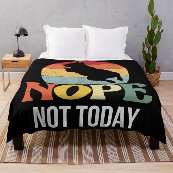 Item preview, frenchie not today black silhouette retro sunset white text designed and sold by FrenchieStyle25.