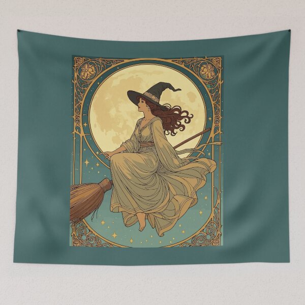 Item preview, Art Nouveau Stylized And Decorative Witch designed and sold by taiche.