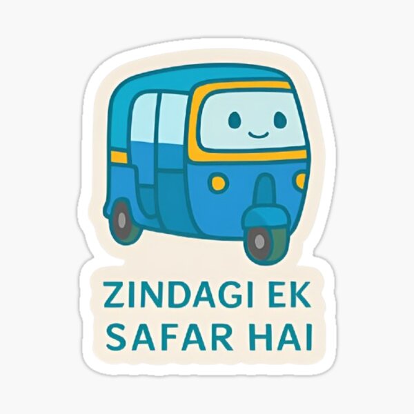 Item preview, Zindagi Ek Safar Hai - Auto Rickshaw Sticker designed and sold by RobinDoodles.