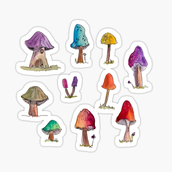 Item preview, Colorful Mushrooms Pattern designed and sold by olga-b-draws.