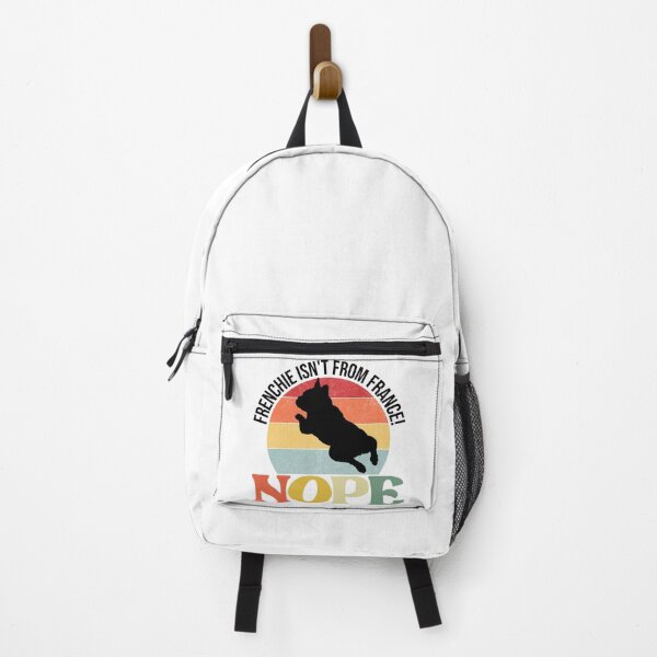 Item preview, frenchie nope black silhouette on retro sunset black designed and sold by FrenchieStyle25.