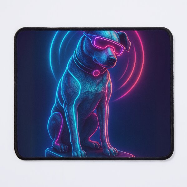 Item preview, Futuristic Nipper RCA Dog Art – Neon Cyber Pup Poster | Retro Tech Terrier Wall Art | Music Icon Gift for Audiophiles designed and sold by Item Geeks.