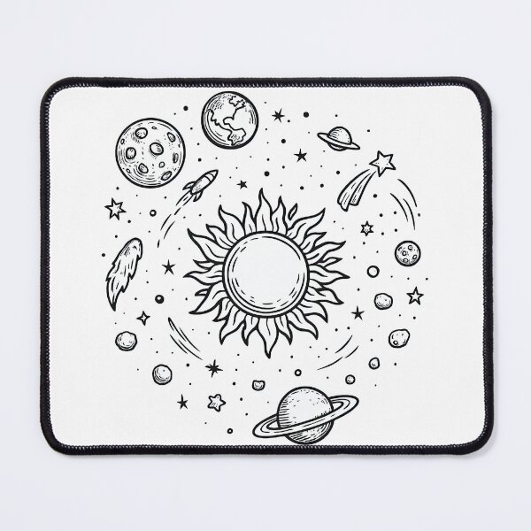 Item preview, Celestial Sun and Planets Line Art Space Design designed and sold by ArtfulWeave.