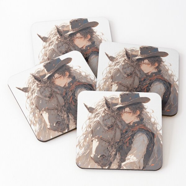 Item preview, “Silent Cowboy & White Horse – Emotional Anime Western Portrait” by NegarTv Designs designed and sold by NegarTv Designs.