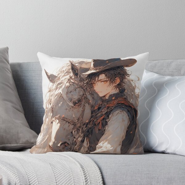 Item preview, “Silent Cowboy & White Horse – Emotional Anime Western Portrait” by NegarTv Designs designed and sold by NegarTv Designs.