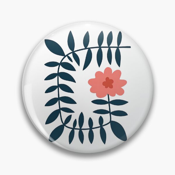 Item preview, Minimal Pink Flower with Dark Blue Leaves Illustration designed and sold by ArtfulWeave.
