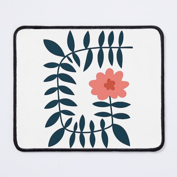 Item preview, Minimal Pink Flower with Dark Blue Leaves Illustration designed and sold by ArtfulWeave.