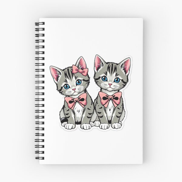 Item preview, cute vintage gray two cats with pink ribbons sticker ,aesthetic cat art,vintage kitten,Cat Lover,retro kitten art,vintage kittens wearing bows designed and sold by Expressions-Sel.