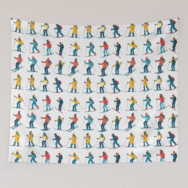 Item preview, Colorful Cross-Country Skiing Characters Winter Illustration designed and sold by ArtfulWeave.