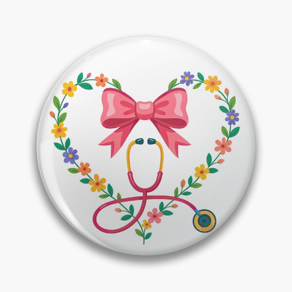 Item preview, Heart Stethoscope with Flowers and Pink Bow Design designed and sold by ArtfulWeave.