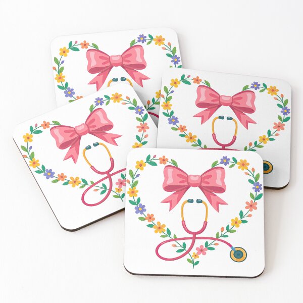 Item preview, Heart Stethoscope with Flowers and Pink Bow Design designed and sold by ArtfulWeave.