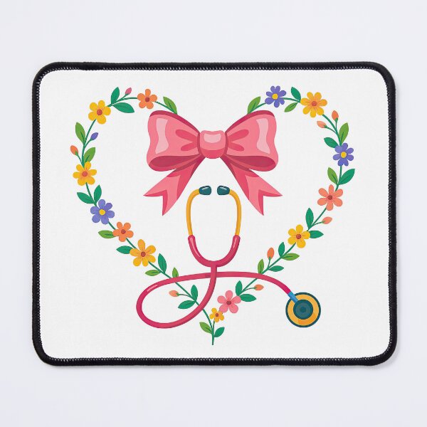 Item preview, Heart Stethoscope with Flowers and Pink Bow Design designed and sold by ArtfulWeave.