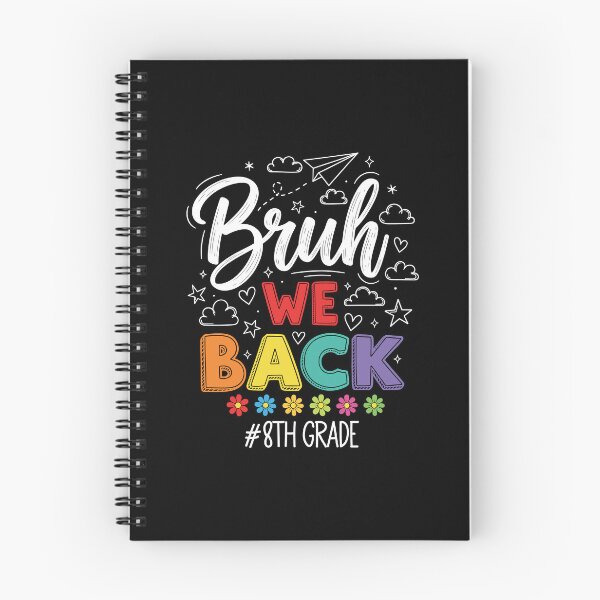 Item preview, Bruh We Back Eighth Grade Funny School Year Design with Bright Rainbow Font and Cloudy Doodle Vibes designed and sold by EidosEmporiium.