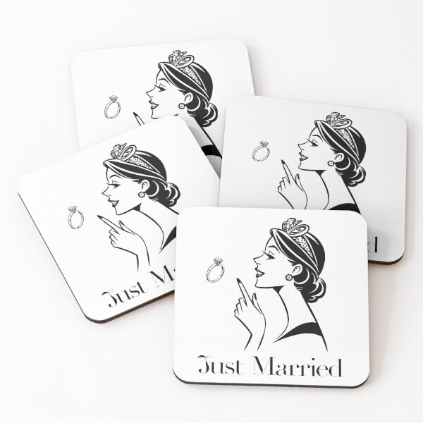 Item preview, A beautiful bride with the words saying " Just Married" designed and sold by Merrylands Artshop.
