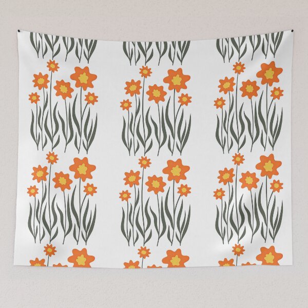 Item preview, Orange Wildflowers Abstract Garden Design designed and sold by ArtfulWeave.