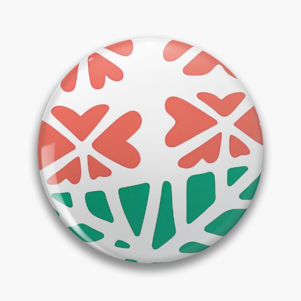 Item preview, Geometric Orange Flowers and Green Leaf Pattern designed and sold by ArtfulWeave.