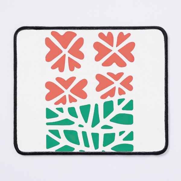 Item preview, Geometric Orange Flowers and Green Leaf Pattern designed and sold by ArtfulWeave.