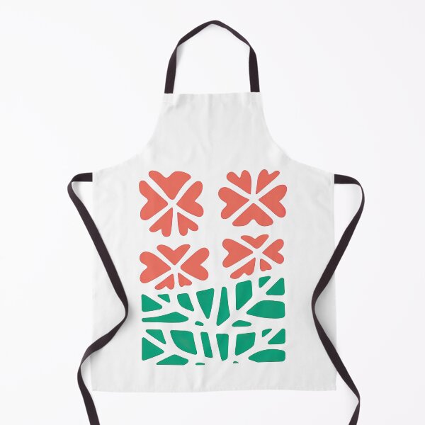 Item preview, Geometric Orange Flowers and Green Leaf Pattern designed and sold by ArtfulWeave.
