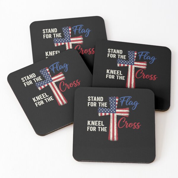 Item preview, Stand for the Flag Kneel for the Cross American Patriotic Christian Design with Flag Cross designed and sold by EidosEmporiium.