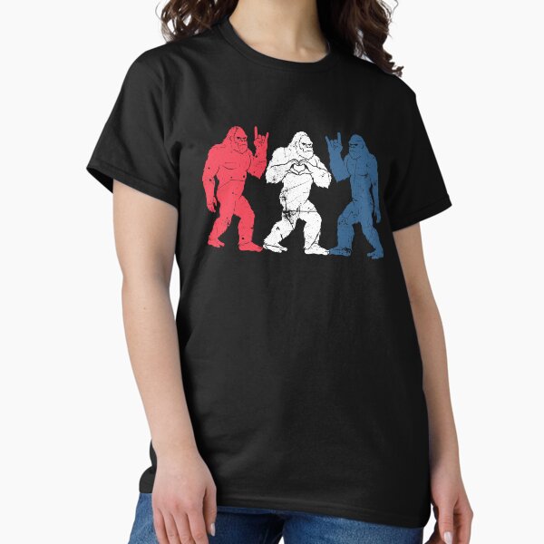 Item preview, Red White and Blue Sasquatch Rock On Design with USA Colors and Funny Bigfoot Graphic designed and sold by EidosEmporiium.
