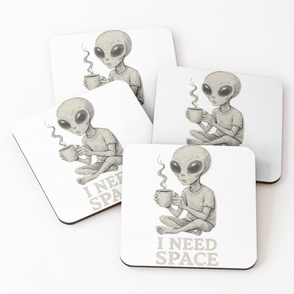 Item preview, “I Need Space” – Neurodivergent Alien Coffee Art designed and sold by A Wayward Birds Production.