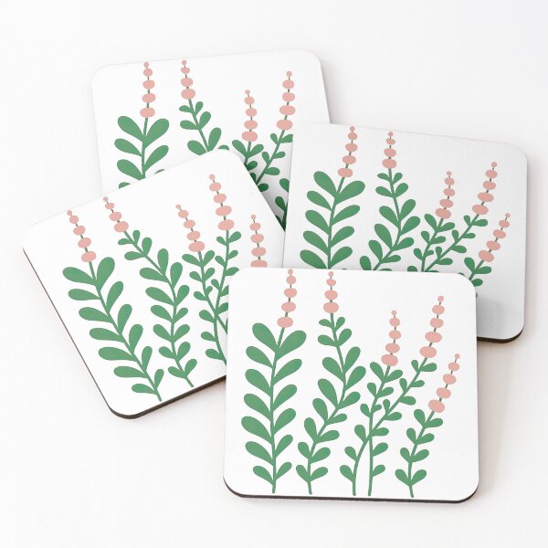 Item preview, Minimal Pink Buds and Green Leafy Stems Floral Design designed and sold by ArtfulWeave.