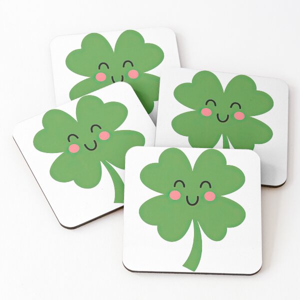 Item preview, Cute Smiling Four Leaf Clover Kawaii Design designed and sold by ArtfulWeave.