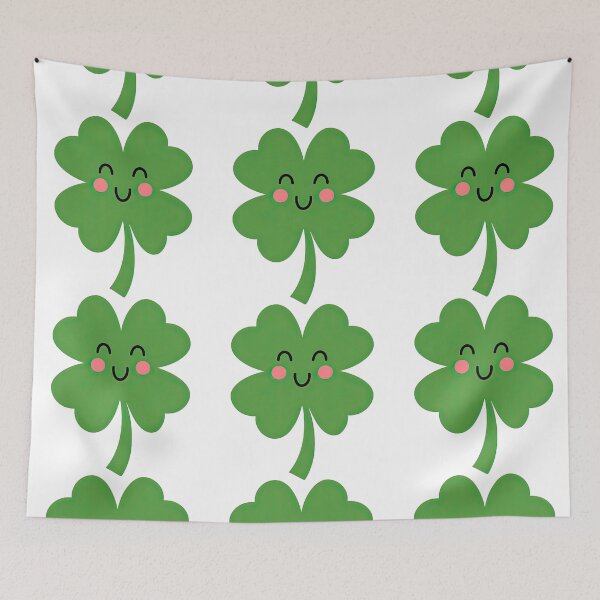 Item preview, Cute Smiling Four Leaf Clover Kawaii Design designed and sold by ArtfulWeave.