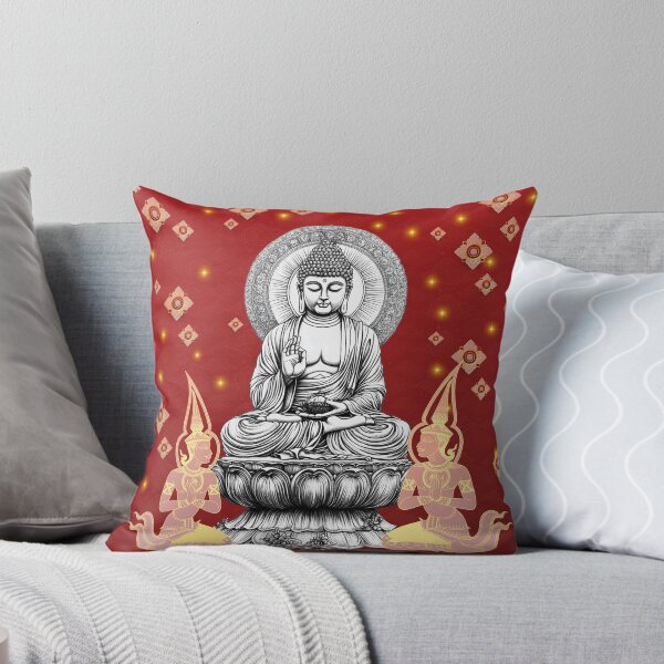 Item preview, Sacred Buddha Blessing – Thai Traditional Art on Red Background designed and sold by Bspaces.