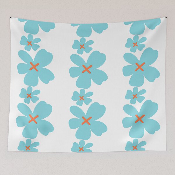 Item preview, Minimal Blue Flowers with Orange X Centers Design designed and sold by ArtfulWeave.