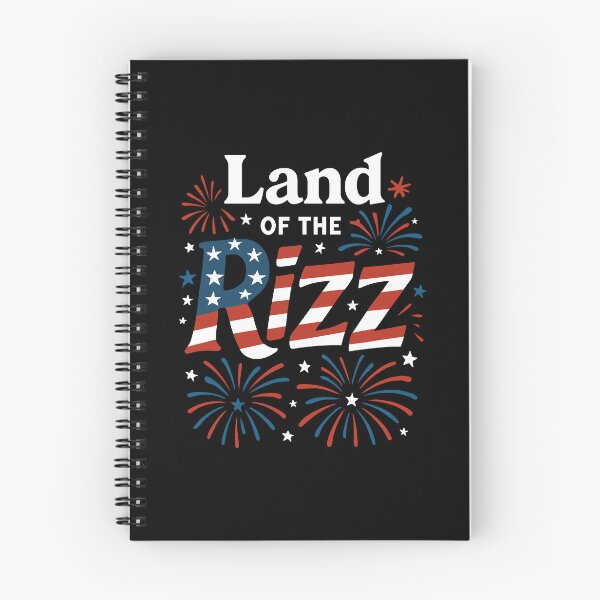 Item preview, Land of the Rizz Patriotic Funny Wordplay Design with Fireworks and Red White Blue Lettering designed and sold by EidosEmporiium.