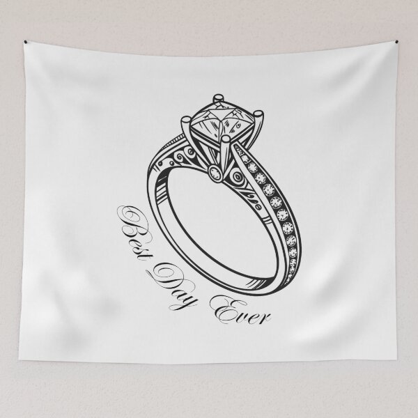 Item preview, A beautiful engagement ring with the words saying " Best Day Ever" designed and sold by Merrylands Artshop.