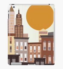 An abstract, cartoon urban, city vector illustration with skyscrapers. iPad Case/Skin