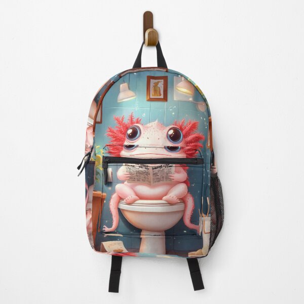Item preview, Axolotl Newspaper Sitting Pink Bathroom Cartoon Scene designed and sold by CarlosBender.