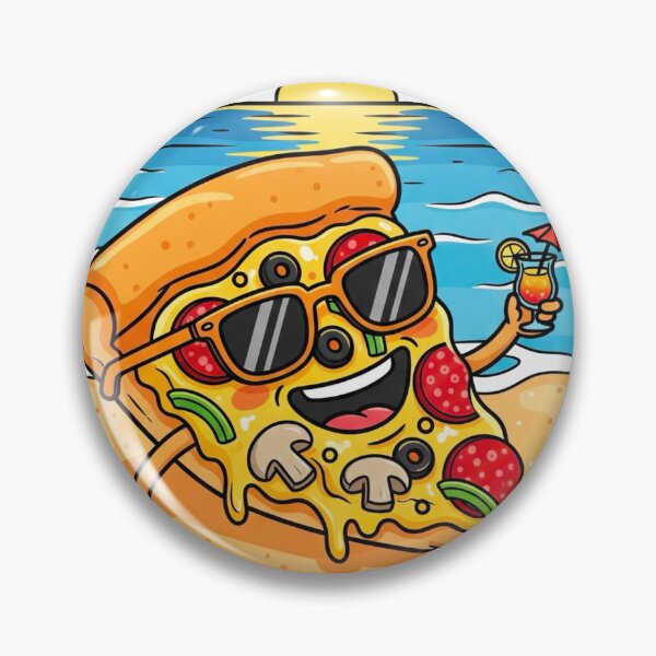 Item preview, Relaxing pizza on the beach with a cocktail  designed and sold by Katy-Pretty-Art.