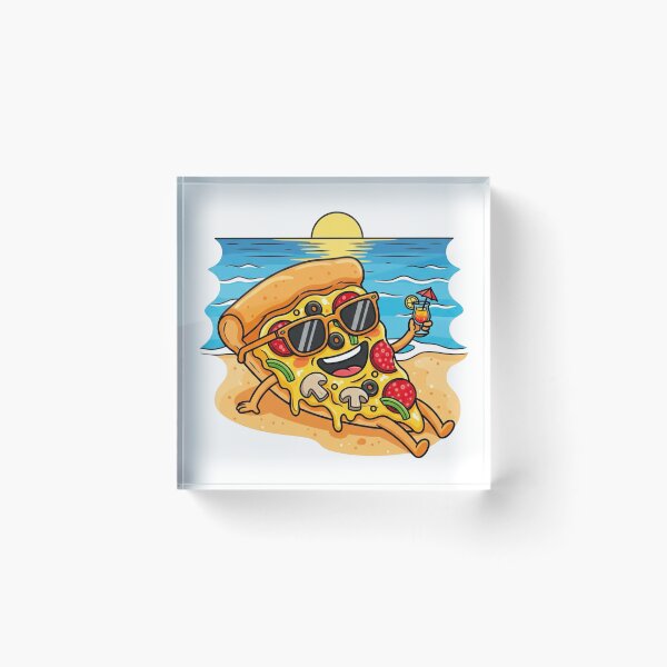 Item preview, Relaxing pizza on the beach with a cocktail  designed and sold by Katy-Pretty-Art.