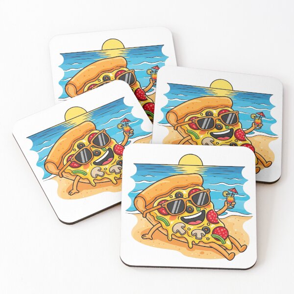 Item preview, Relaxing pizza on the beach with a cocktail  designed and sold by Katy-Pretty-Art.