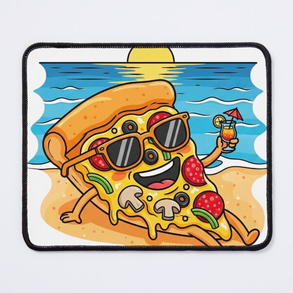 Item preview, Relaxing pizza on the beach with a cocktail  designed and sold by Katy-Pretty-Art.