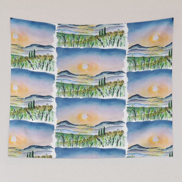 Item preview, Tuscany Sunrise: A Watercolor Journey Through Italy's Golden Hills designed and sold by kkjustpaint.
