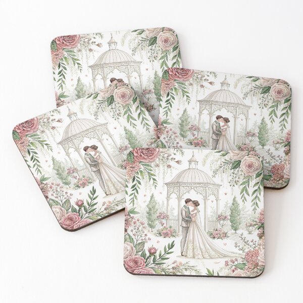 Item preview, Bride and groom in front of a dreamy wedding altar designed and sold by Merrylands Artshop.
