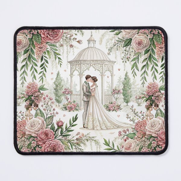 Item preview, Bride and groom in front of a dreamy wedding altar designed and sold by Merrylands Artshop.