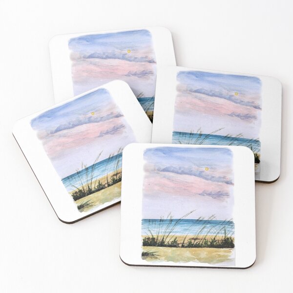Item preview, Seaside Sunrise – Watercolor Seascape Painting Baltic Serenity Nostalgic Coastal designed and sold by kkjustpaint.