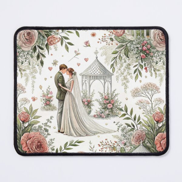 Item preview, Bride and groom in front of a dreamy wedding altar designed and sold by Merrylands Artshop.