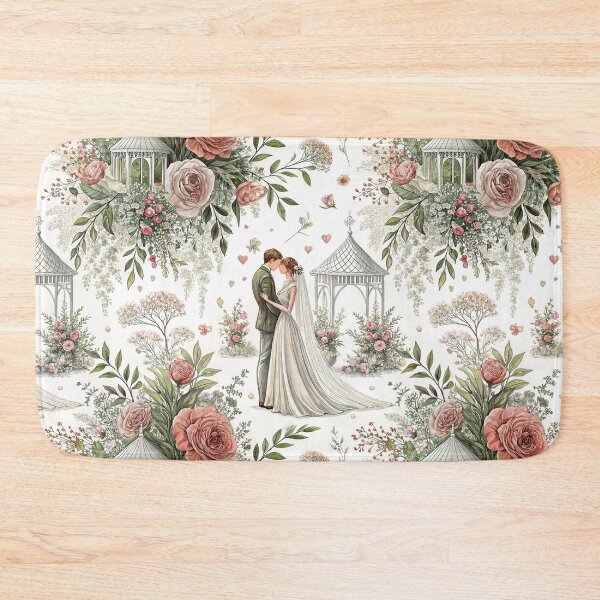 Item preview, Bride and groom in front of a dreamy wedding altar designed and sold by Merrylands Artshop.
