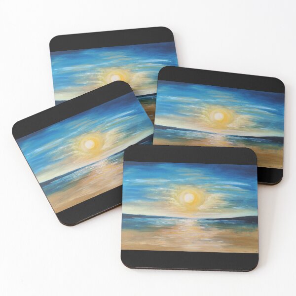 Item preview, Seaside Sunrise Ocean Sunset Radiant Seascape Painting Gentle Waves Morning Light designed and sold by kkjustpaint.