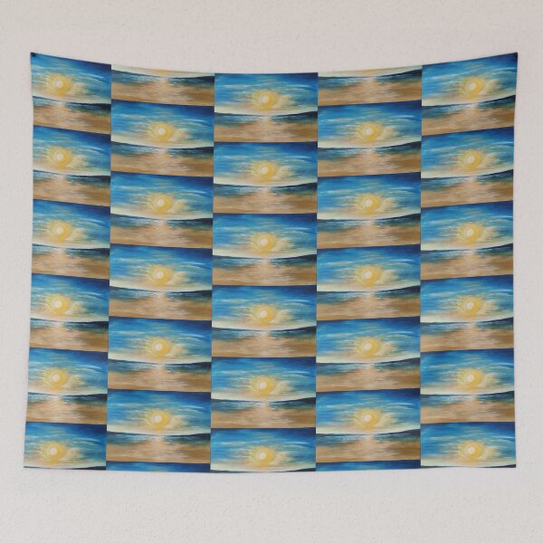 Item preview, Seaside Sunrise Ocean Sunset Radiant Seascape Painting Gentle Waves Morning Light designed and sold by kkjustpaint.