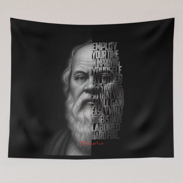 Item preview, Socrates Quote Poster – Monochrome Wisdom Portrait Art designed and sold by Enea Kelo.