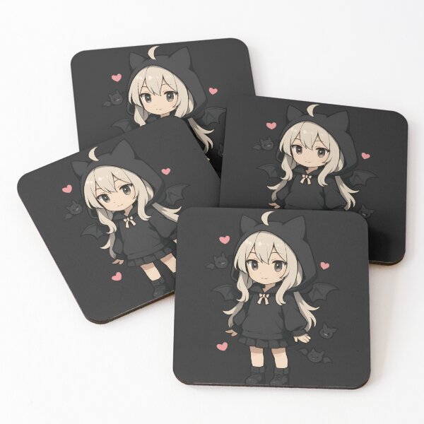 Item preview, Luna the Bat Whisperer – Chibi Girl in Bat-Wing Hoodie Surrounded by Cute Bats and Hearts designed and sold by ColorSplash123.
